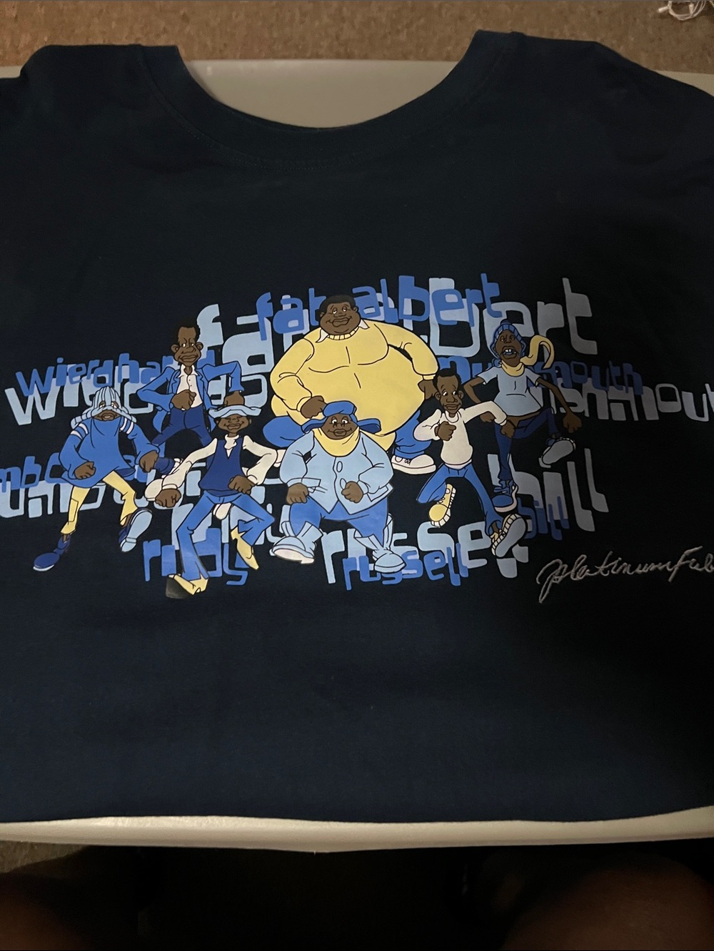 Graphic Crewneck T-Shirt in navy with Blue Print Sz 6X